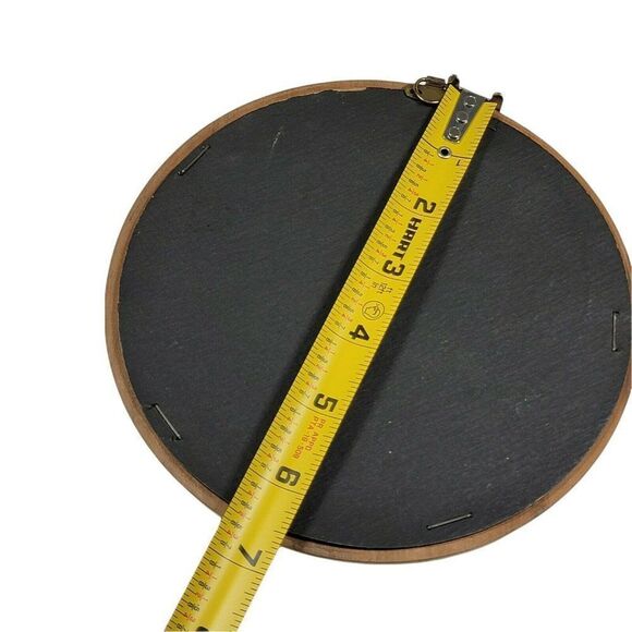 Vintage Round Framed Reverse Glass Silhouette Colonial Lady w/ Cupid 1950s 6.5" - Picture 3 of 3